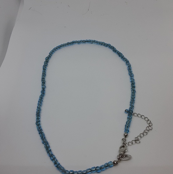 Lia Sophia Tiny Bead Necklace Aqua Blue 19 in - Picture 4 of 4